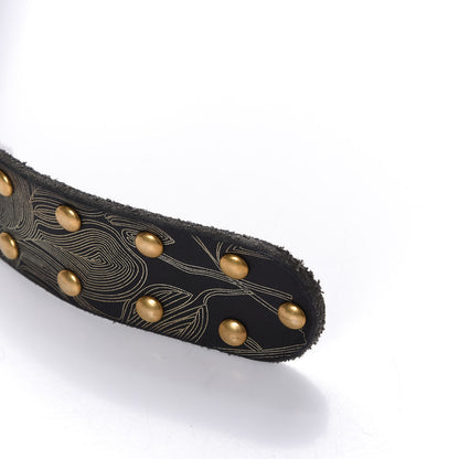 Gucci Calfskin Studded Marmont Belt 100 40 Black Gold 7 of 8