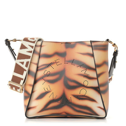 Stella McCartney Eco Alter Tiger Print Perforated Logo Mini Crossbody Brown Ivory 1 of 9