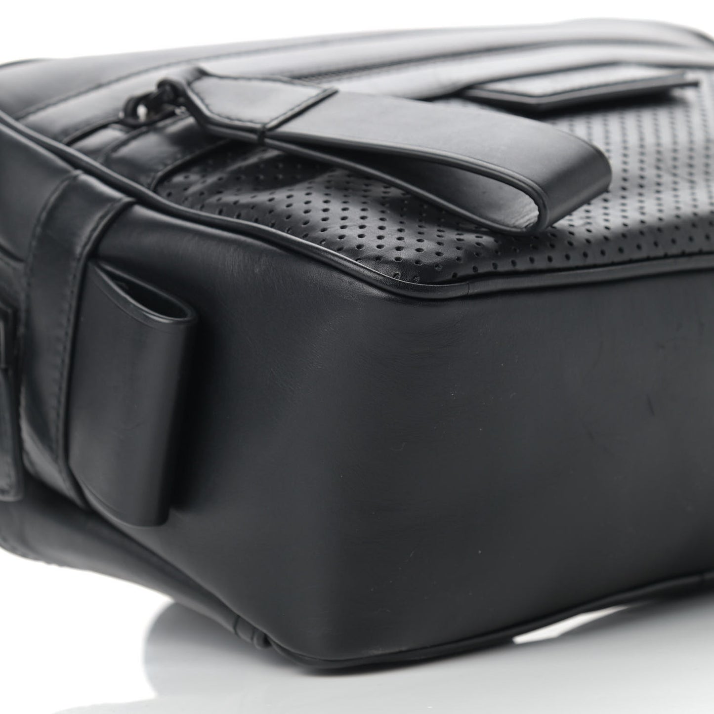 Perforated Calfskin Leggero Intrecciato Belt Bag Black