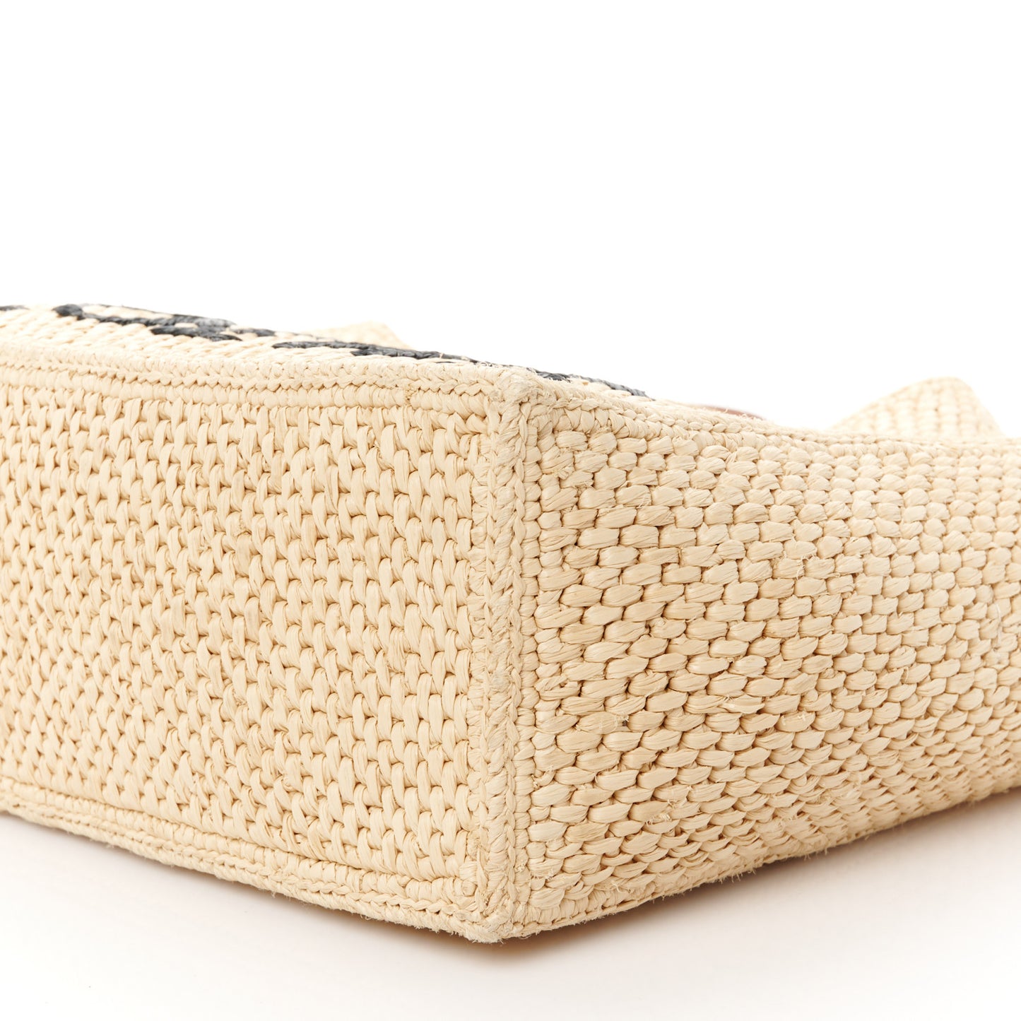 Raffia Small Paula's Ibiza Logo Tote Natural Tan