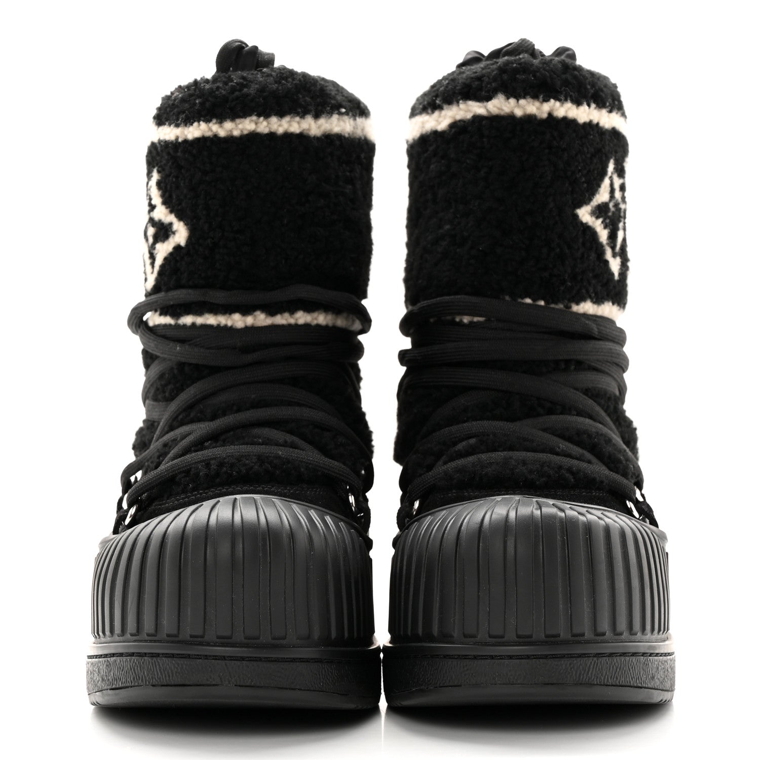 Louis Vuitton Suede Shearling Polar Flat Half Boots 37 Black 2 of 14