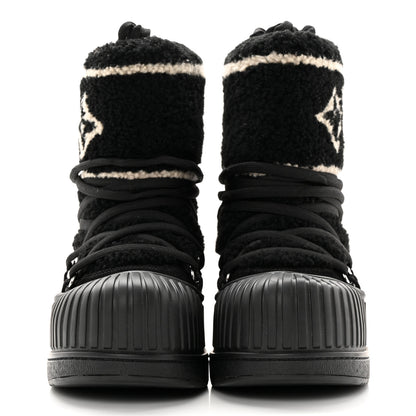 Louis Vuitton Suede Shearling Polar Flat Half Boots 37 Black 2 of 14