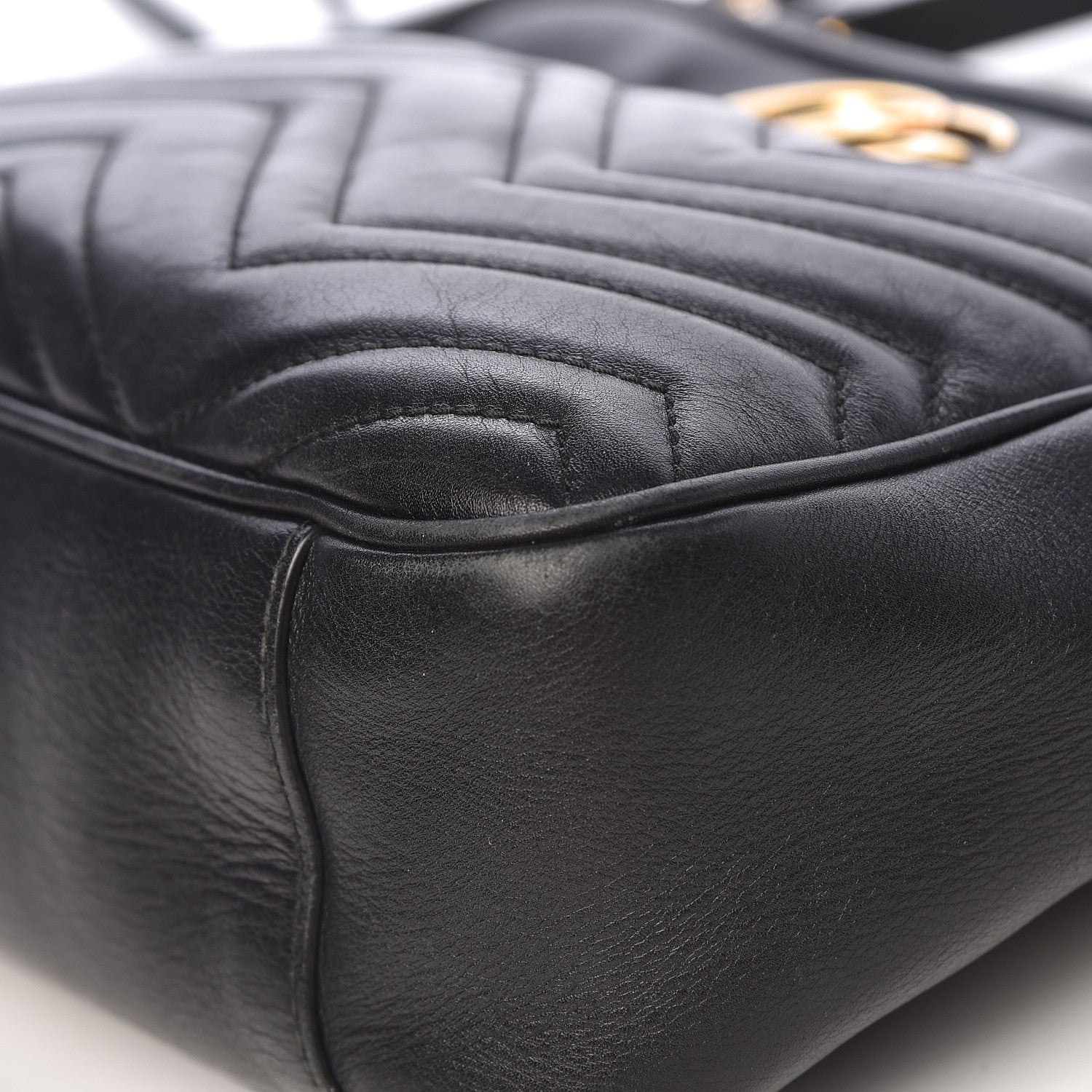 Gucci Calfskin Matelasse Medium GG Marmont Chain Shoulder Bag Black 11 of 15