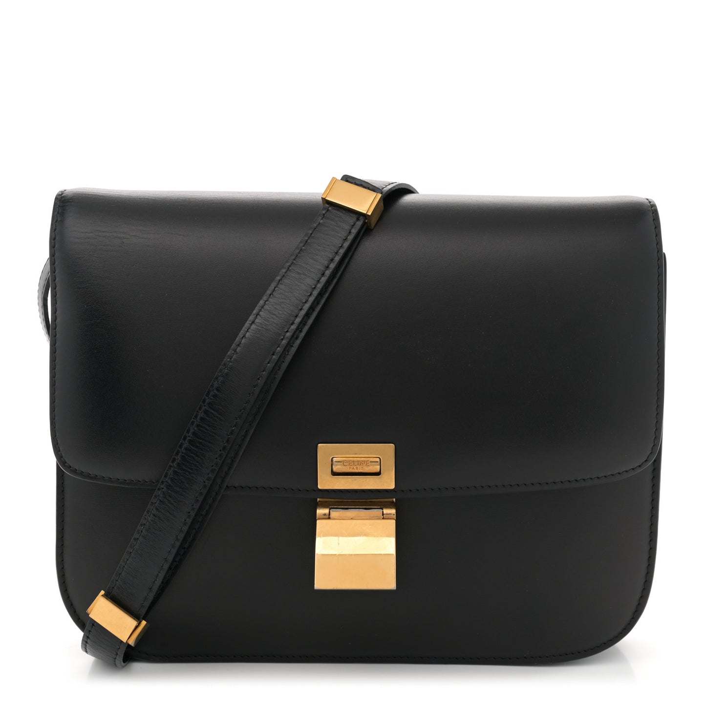 Box Calfskin Medium Classic Box Flap Bag Black