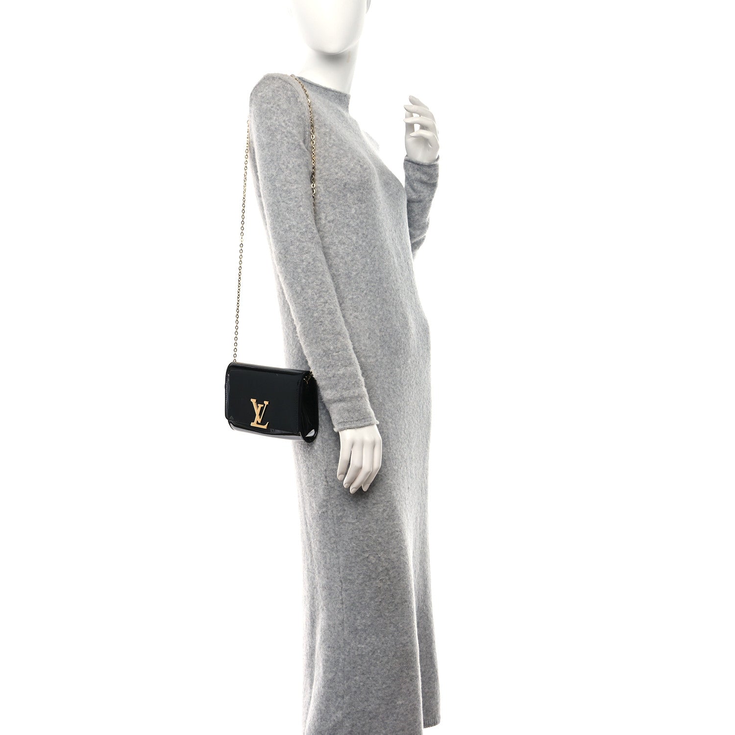 Louis Vuitton Patent Louise PM Chain Clutch Black 2 of 13