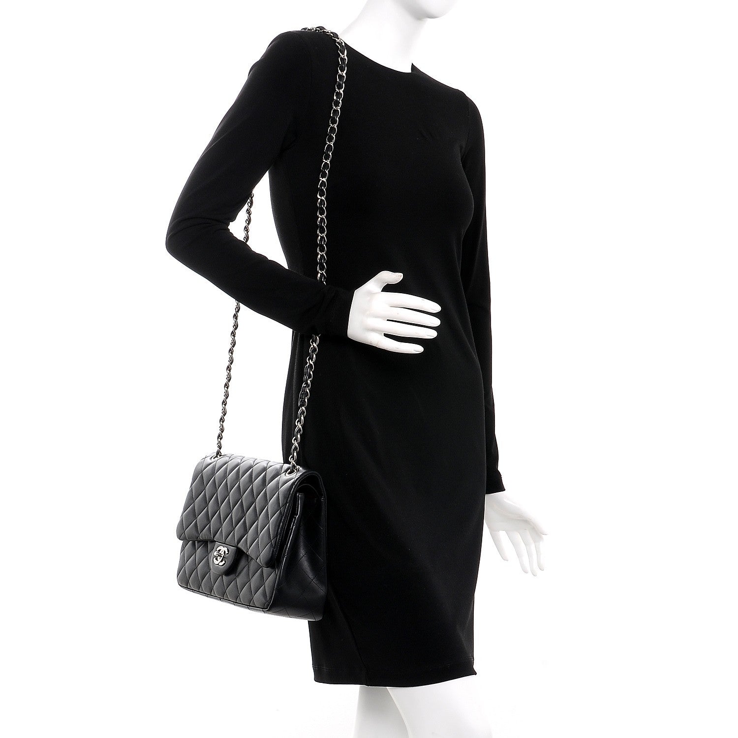 Chanel Lambskin Quilted Jumbo Double Flap Black 2 of 10