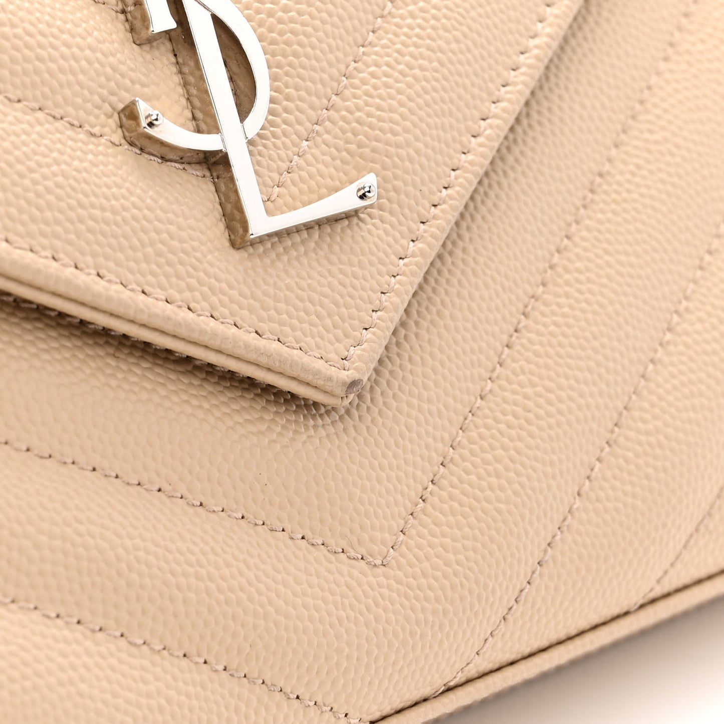 Grain De Poudre Matelasse Chevron Monogram Chain Wallet Nude Powder
