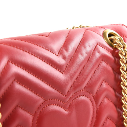 Gucci Calfskin Matelasse Small GG Marmont Shoulder Bag Hibiscus Red 10 of 11