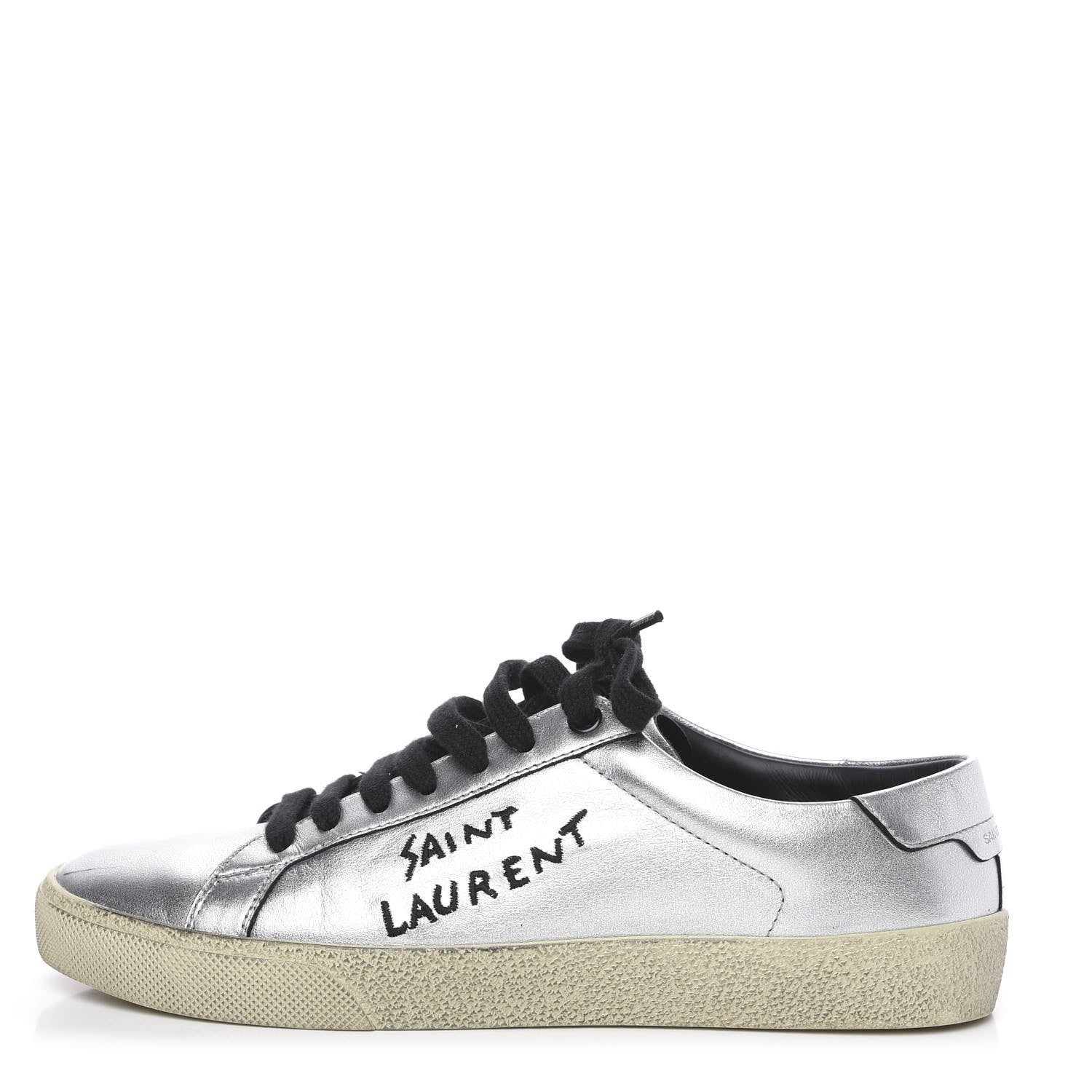 Saint Laurent Calfskin Court Classic Sneakers 38.5 Silver 1 of 8