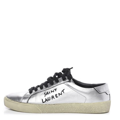 Saint Laurent Calfskin Court Classic Sneakers 38.5 Silver 1 of 8