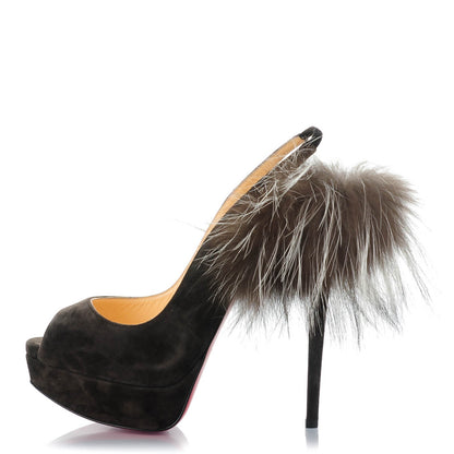 Christian Louboutin Suede Royal Fox Lady Fur 150 Pumps 39.5 Africa Argente 1 of 6