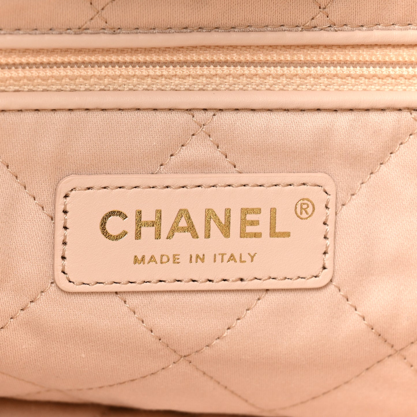 Iridescent Calfskin Quilted Chanel 22 Golden White