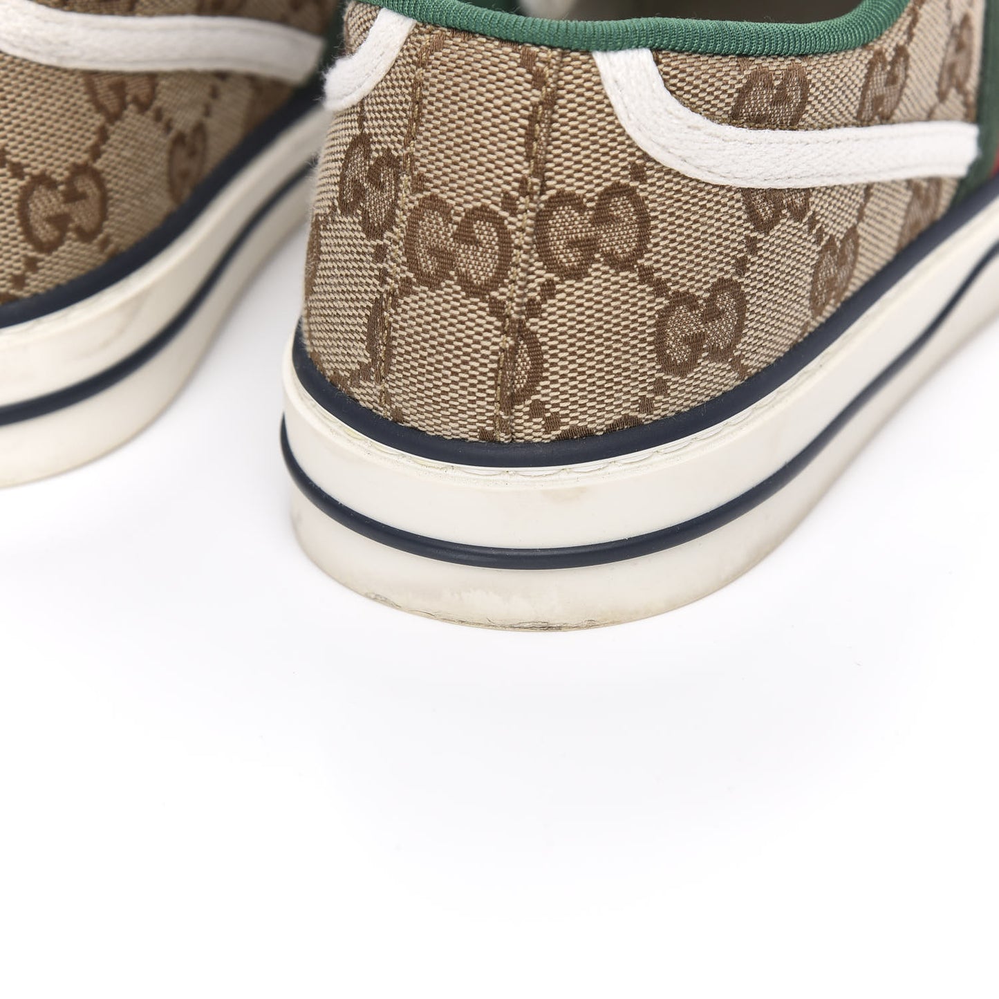 GG Monogram Web Womens 1977 Tennis Sneakers 39 Beige Ebony Mystic White