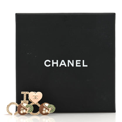 Chanel Metal Resin Pearl I Love Coco Brooch Gold Brown Pink 4 of 4