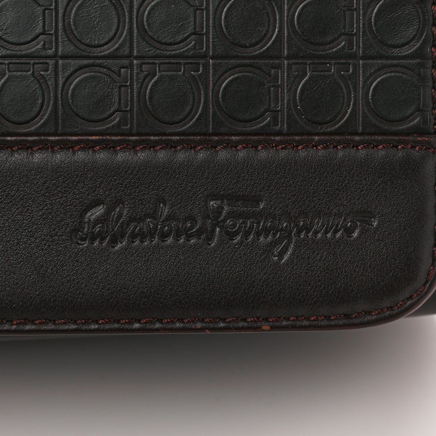 Salvatore Ferragamo Calfskin Gancini Messenger Bag Dark Brown 11 of 11