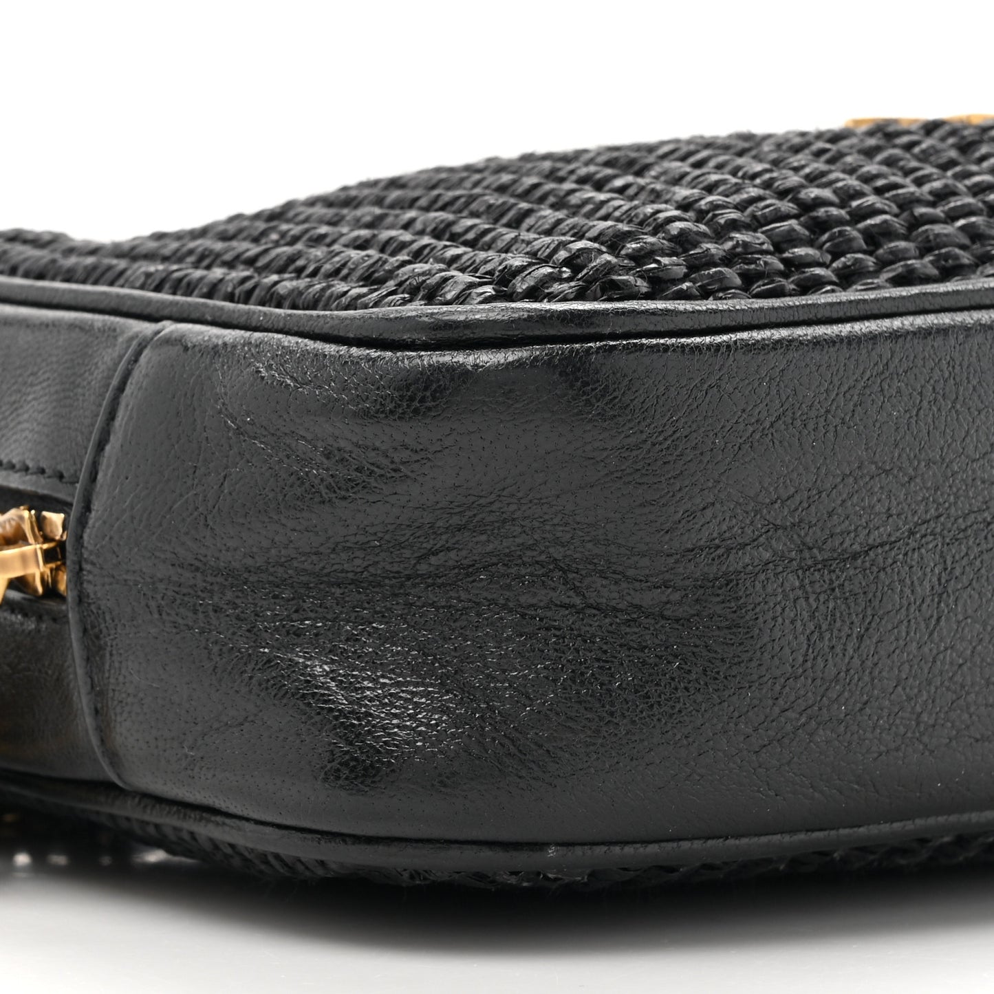 Raffia Canvas Monogram Mini Lou Camera Bag Black