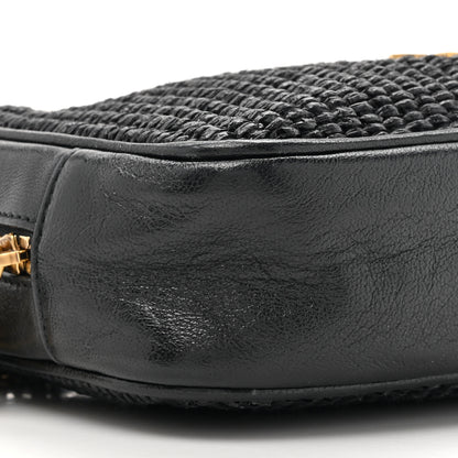 Saint Laurent Raffia Canvas Monogram Mini Lou Camera Bag Black 10 of 11