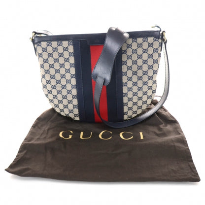 Gucci Monogram Vintage Web Medium Half Moon Hobo Navy 11 of 12