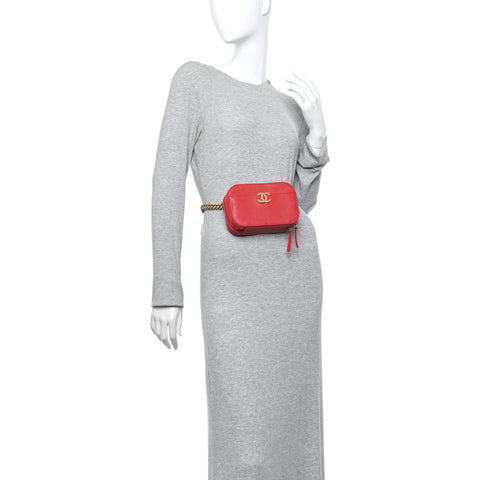 Caviar Quilted Waist Bag Red