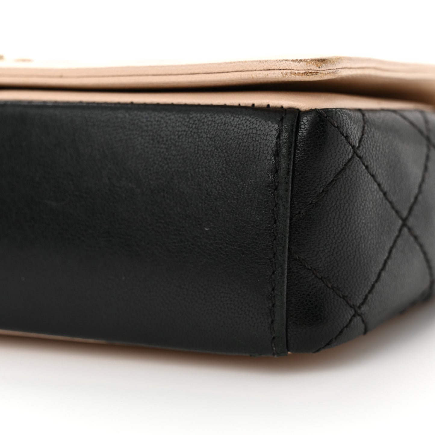 Sheepskin Quilted Medium Vintage Mademoiselle Flap Beige Black