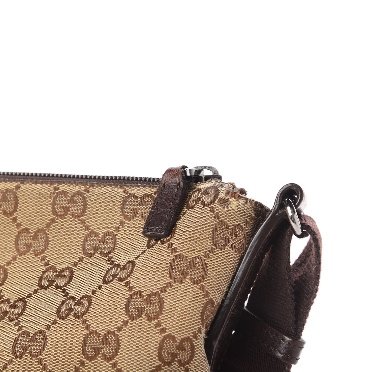 Gucci Monogram Calfskin Perforated Medium Flat Messenger Bag Dark Brown 12 of 15