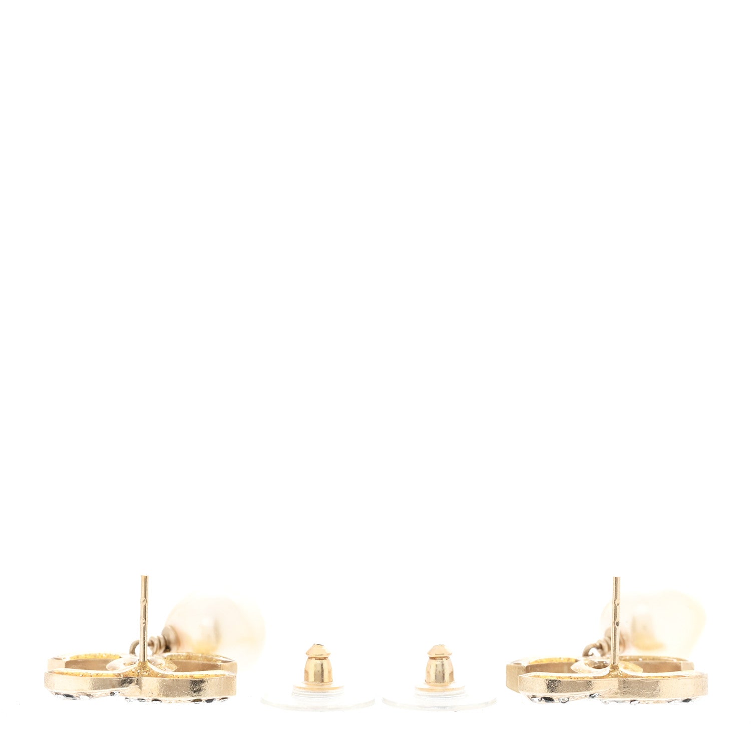 Chanel Crystal Pearl CC Drop Earrings Gold Black 3 of 5
