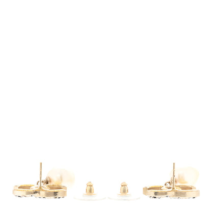 Chanel Crystal Pearl CC Drop Earrings Gold Black 3 of 5