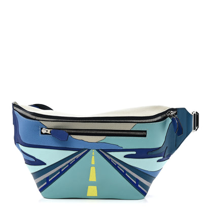 Hermes Togo Swift Endless Road Cityslide Belt Bag GM Gris Perle Bleu Electrique 1 of 12