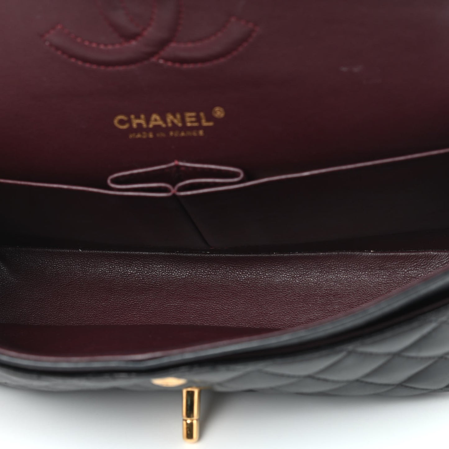 Lambskin Quilted Medium Double Flap Black