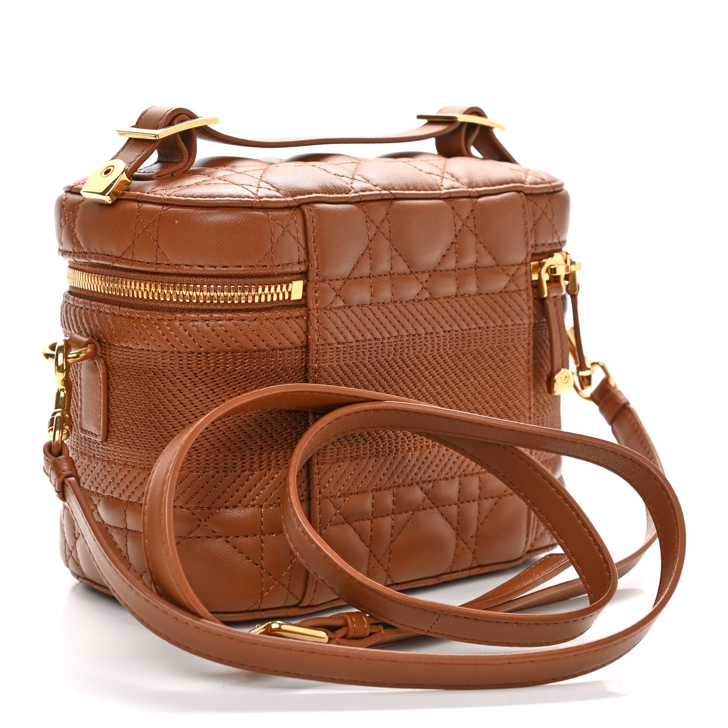 Christian Dior Lambskin Cannage Small Diortravel Vanity Case Cognac 3 of 8