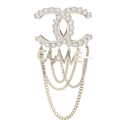 Chanel Metal Crystal Bow-tiful CC Chain Brooch Gold 1 of 5