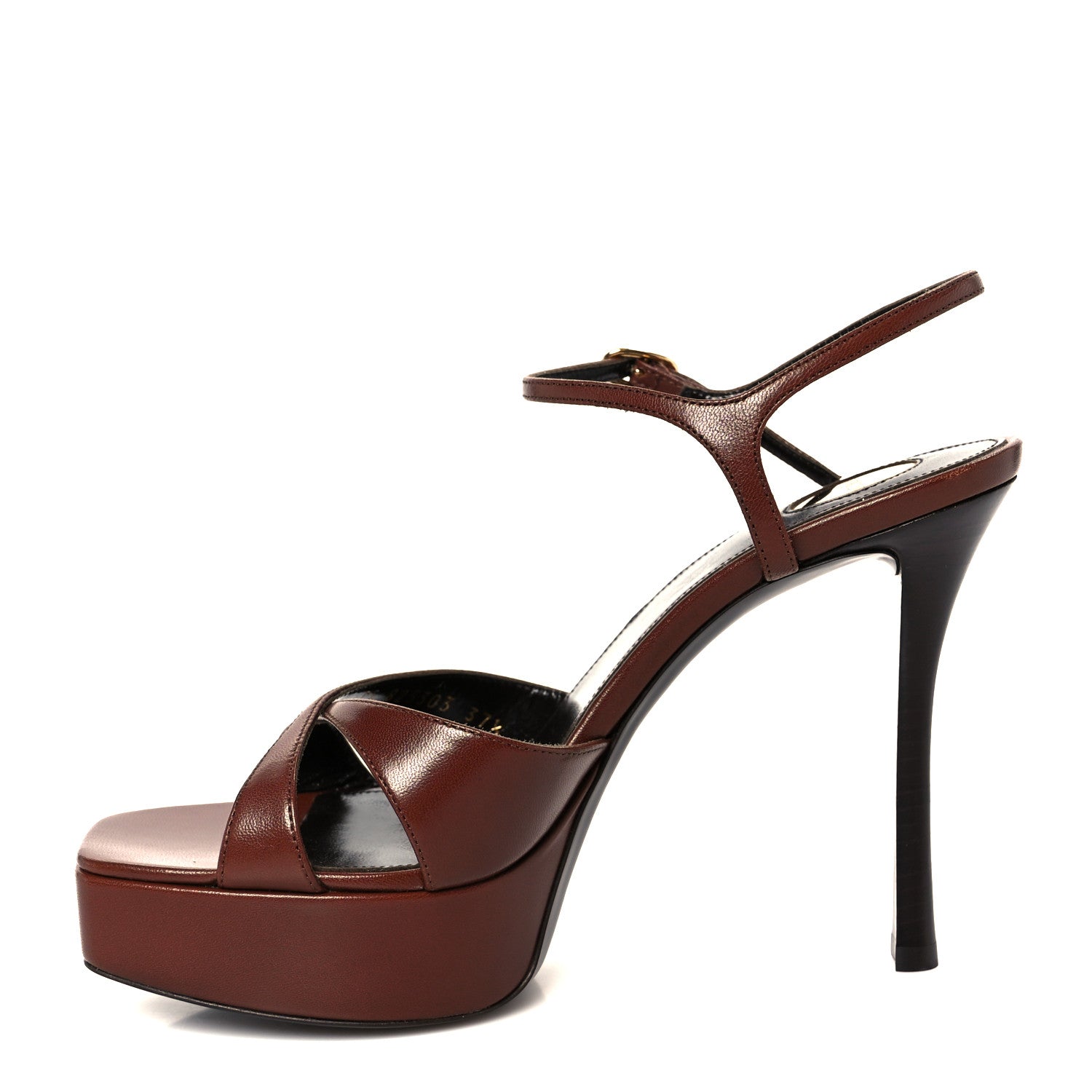 Saint Laurent Smooth Calfskin Debbie 85 Platform Sandal 37.5 Aesthetic Brown 1 of 10