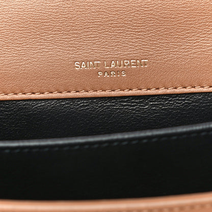 Saint Laurent Suede Smooth Calfskin Monogram Medium Solferino Soft Satchel Cinnamon 6 of 11