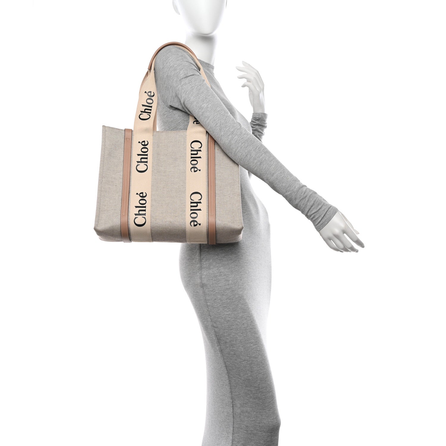 Chloe Cotton Calfskin Medium Woody Ribbon Tote Biscotti Beige 2 of 11