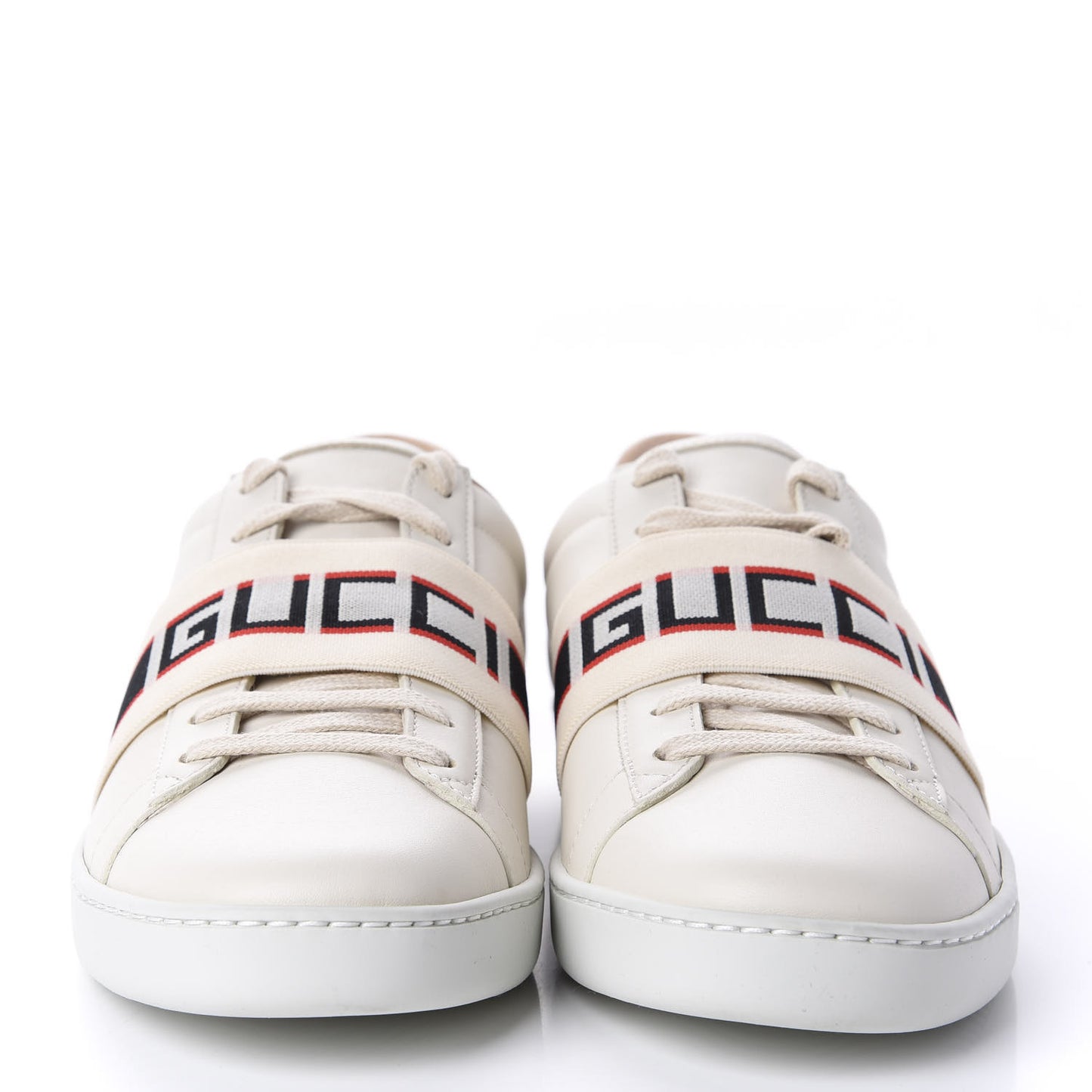 Calfskin Stripe Womens New Ace Sneakers 39 New Mystic White Ecru Red Flame