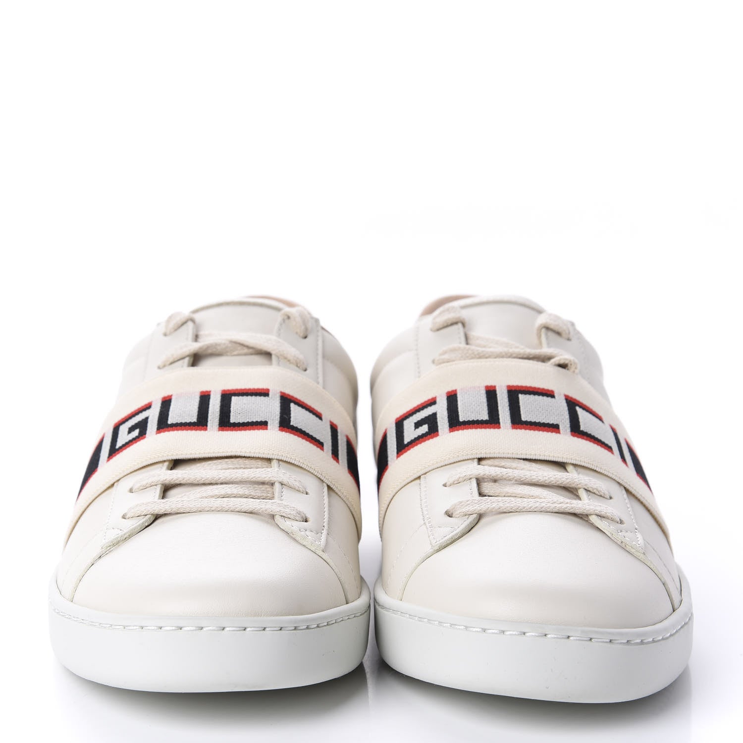 Gucci Calfskin Stripe Womens New Ace Sneakers 39 New Mystic White Ecru Red Flame 2 of 10