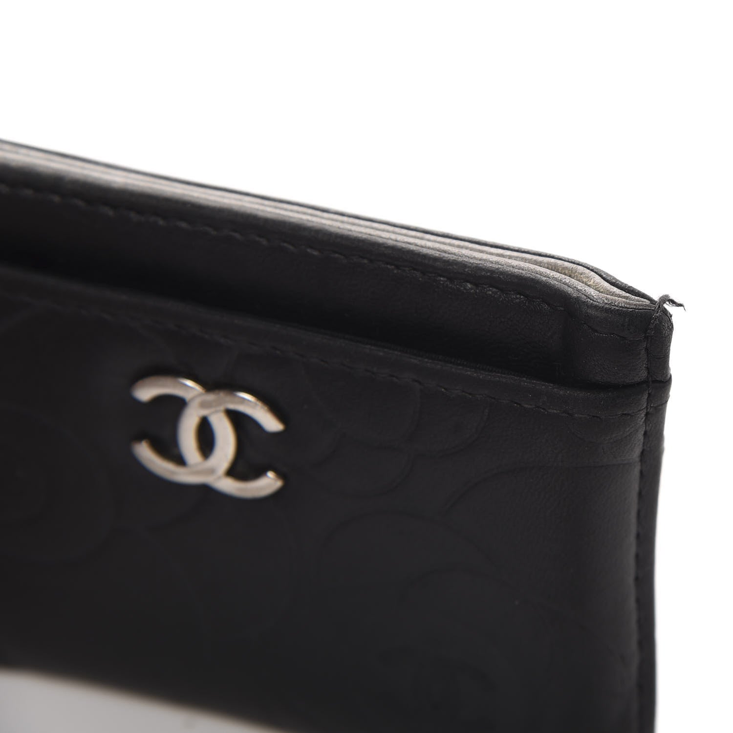 Chanel Lambskin Camellia Embossed Card Holder Black 6 of 9