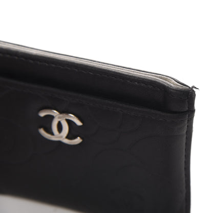 Chanel Lambskin Camellia Embossed Card Holder Black 6 of 9