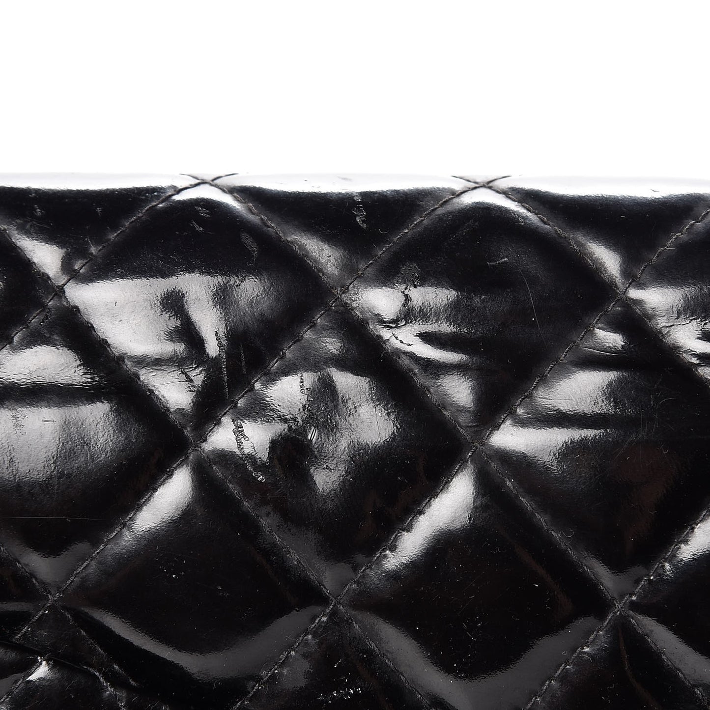 Patent Quilted Medium Double Flap Black