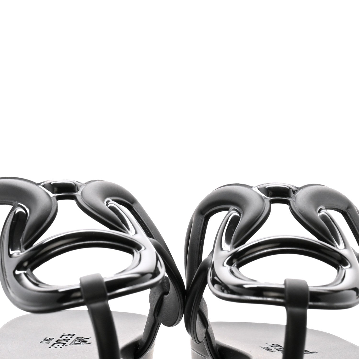 Hermes Rubber Womens Egerie Sandals 36 Black 10 of 12