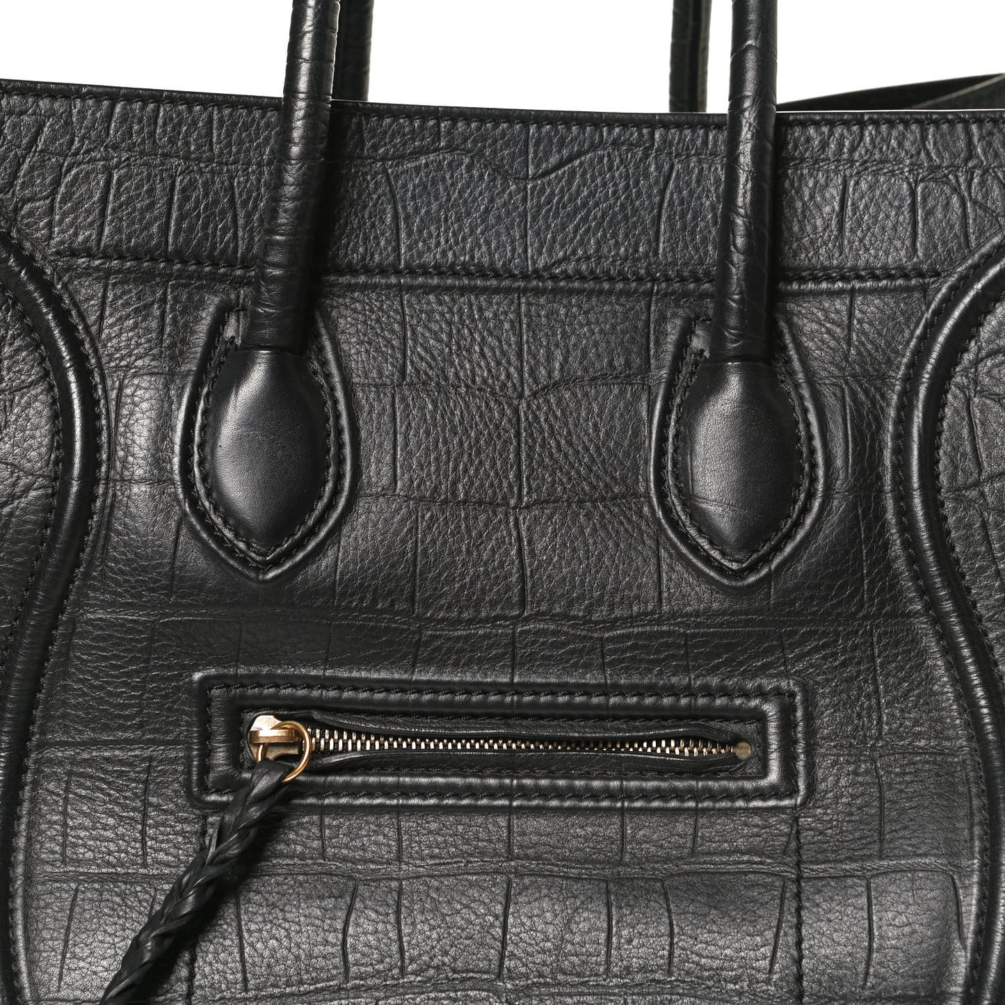 Calfskin Crocodile Embossed Medium Phantom Luggage Black