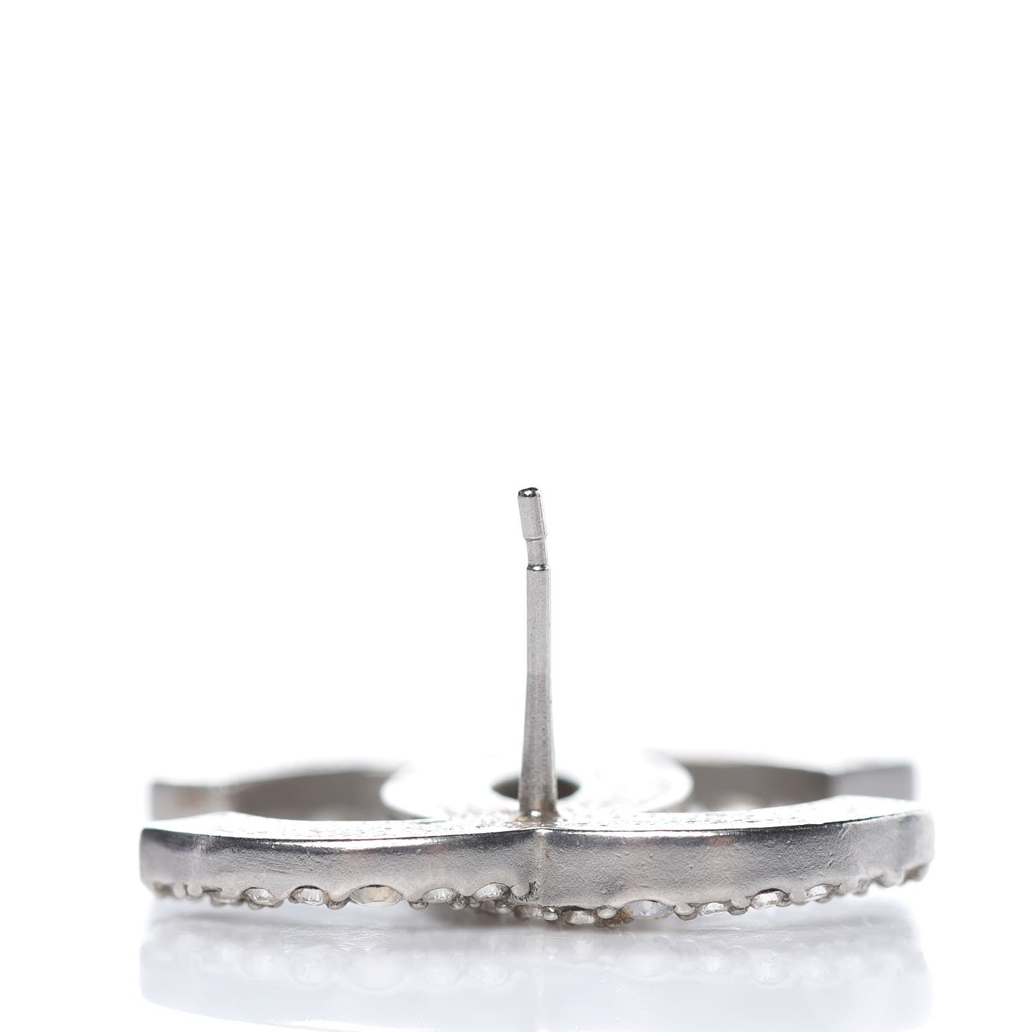 Chanel Crystal Large CC Earrings Silver 5 of 5