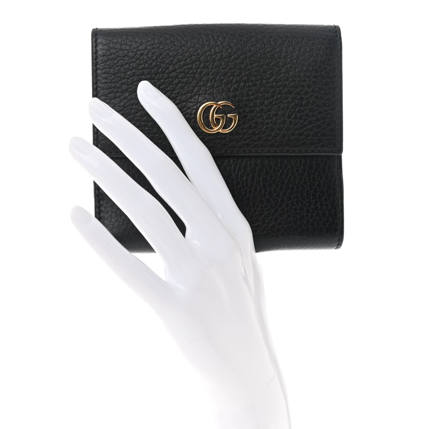 Dollar Calfskin Double G French Flap Wallet Black