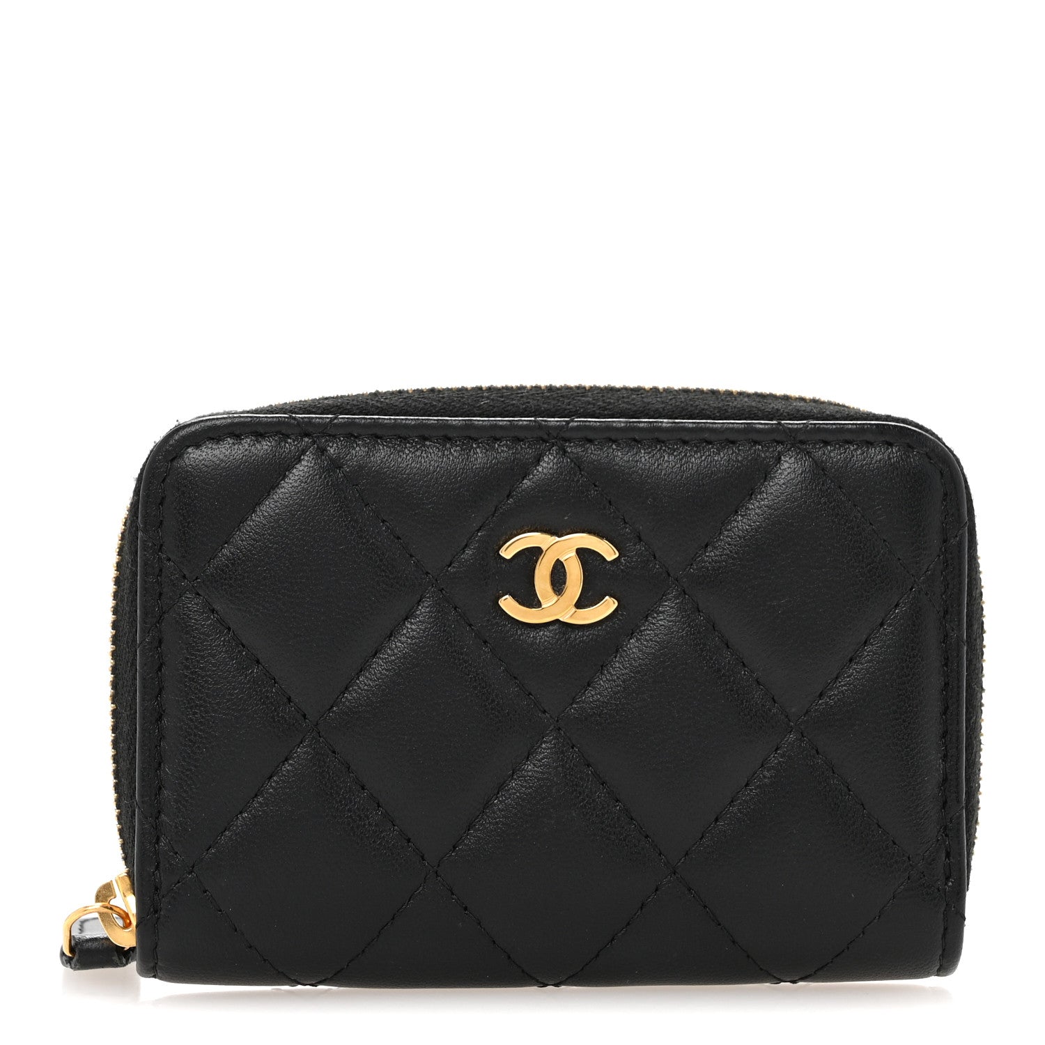 Chanel Lambskin Quilted Zip Coin Purse Black 1 of 9