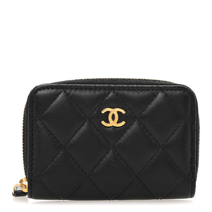 Chanel Lambskin Quilted Zip Coin Purse Black 1 of 9