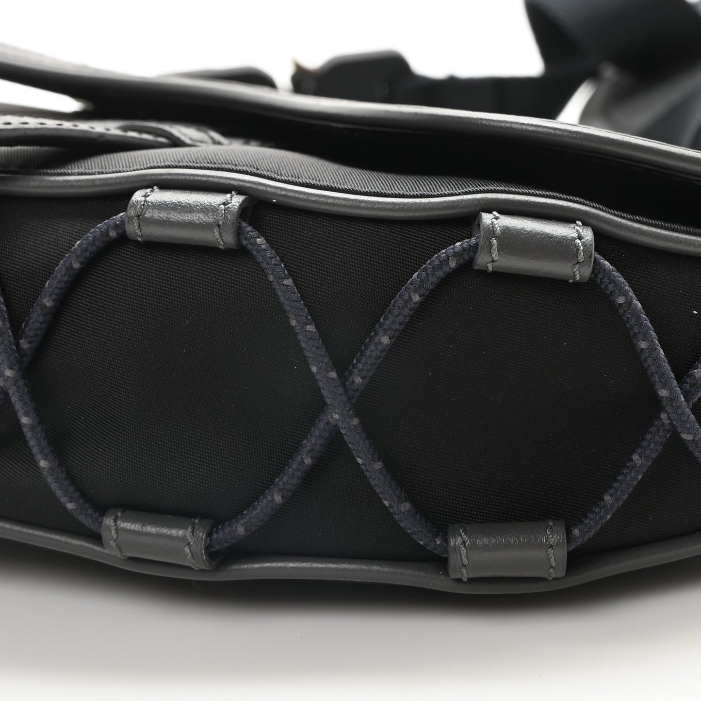X SACAI Grained Calfskin Technical Fabric Mens Saddle Bag Black