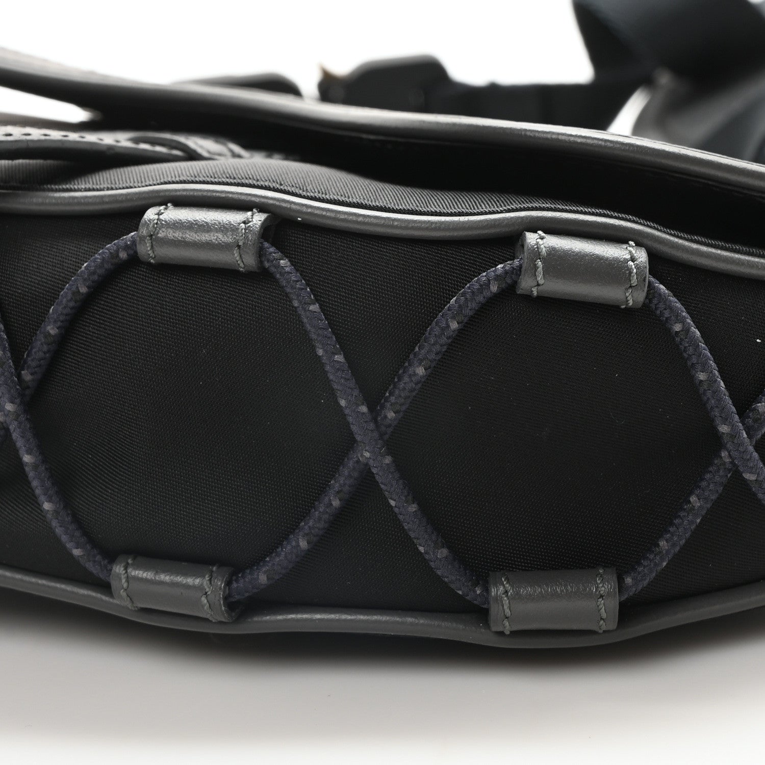 Christian Dior X SACAI Grained Calfskin Technical Fabric Mens Saddle Bag Black 10 of 10