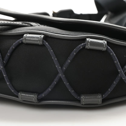 Christian Dior X SACAI Grained Calfskin Technical Fabric Mens Saddle Bag Black 10 of 10