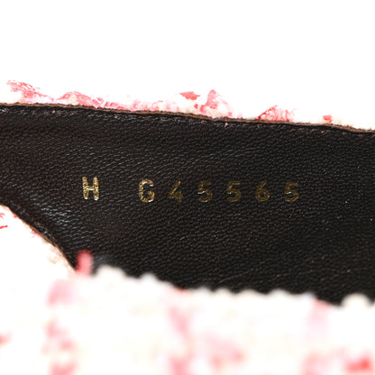 Chanel Glittered Tweed Grosgrain Cap Toe Slingback Pumps 40.5 Ecru Pink Red Black 8 of 9