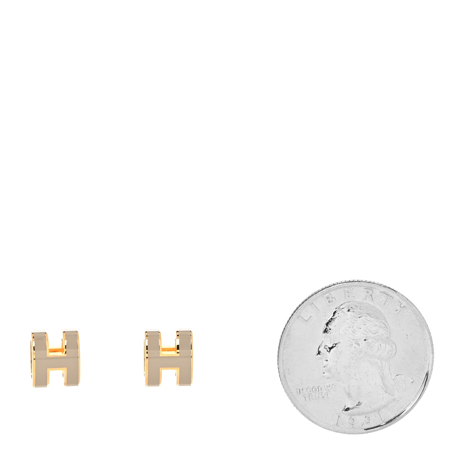 Hermes Rose Gold Lacquered Mini Pop H Earrings Marron Glace 2 of 5